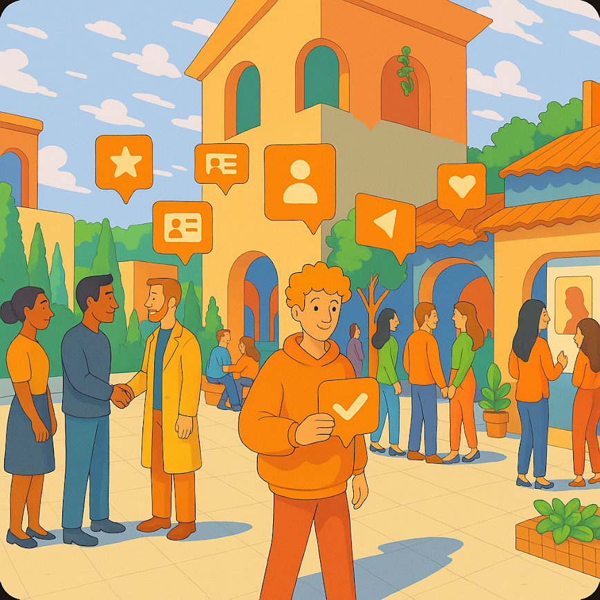 People and organizations traveling illustration